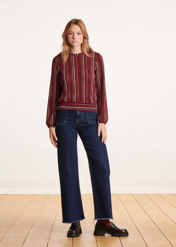 Jean flare brut taille haute