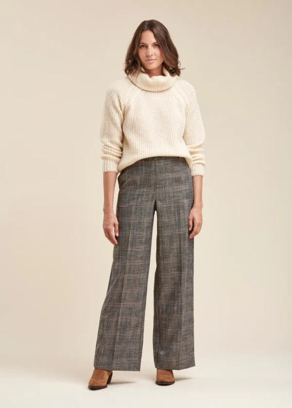 Pantalon large à carreaux